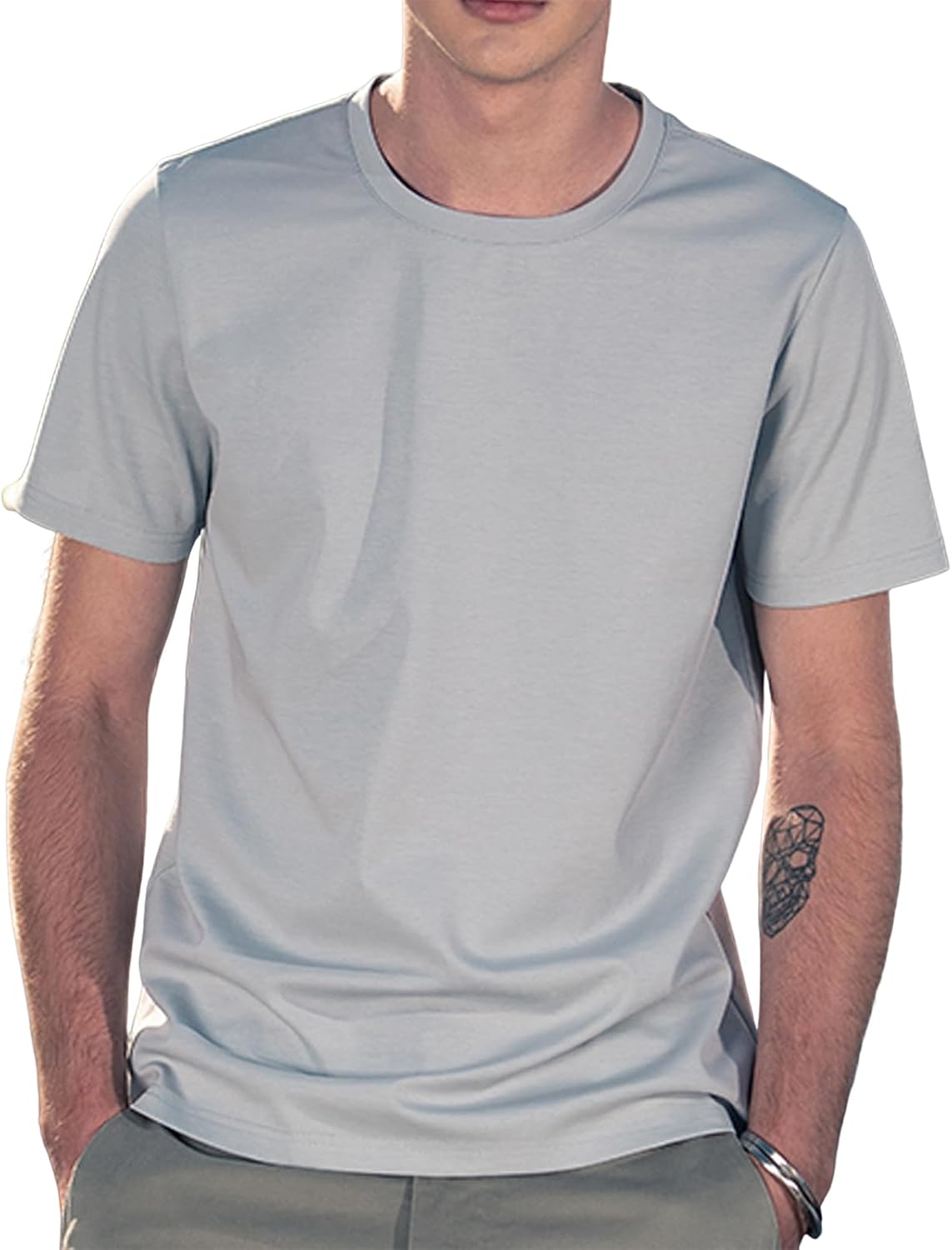 Ice Silk Shirts for Men Short Sleeve Casual T-Shirt Men Basic Tee Summer Quick Drying T-Shirt