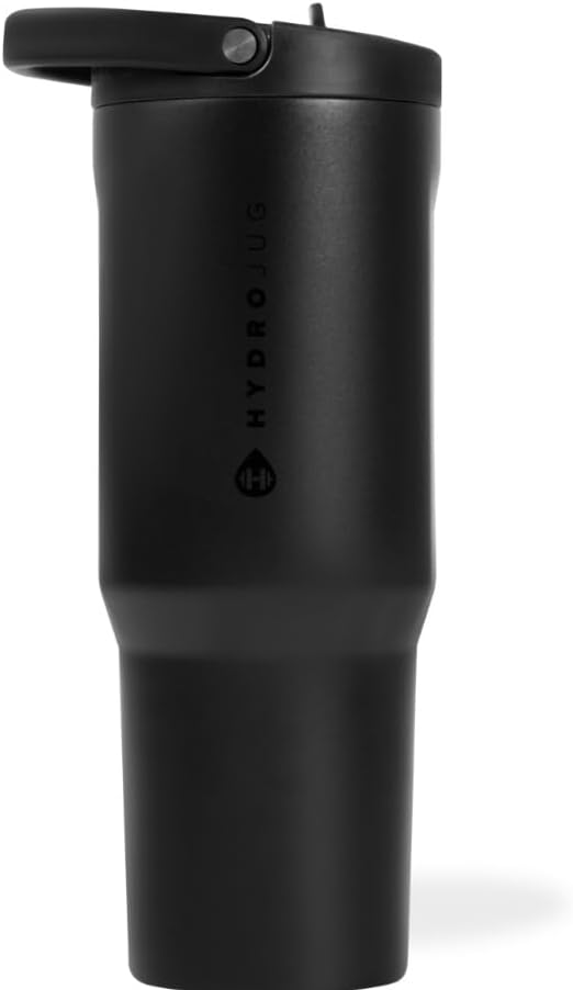 Sport - Stainless Steel Tumbler with Straw, Vacuum Insulated, 32oz Leakproof Water Bottle, Ergonomic Design, Reusable, Dishwasher Safe, Rubber Base, Durable for Gym or Outdoors, Black