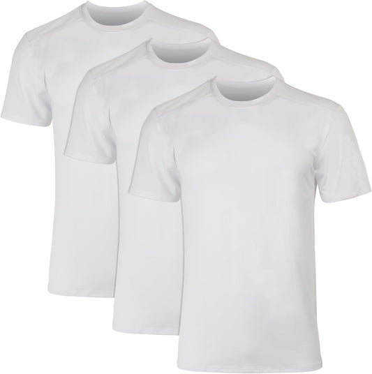 Men  Breathable Mesh Back T-Shirt,  Moisture-Wicking Tee, White or Black/Grey, 3-Pack