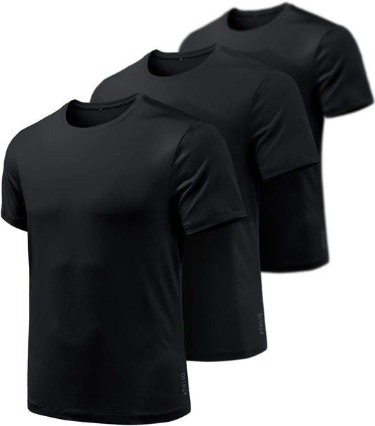 Men Workout Running Shirts, Sun Protection Quick Dry Athletic Shirts, Short Sleeve Gym T-Shirts