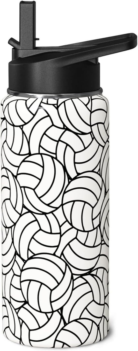 Volleyball Water Bottle 18oz Insulated Sports Water Bottles Volleyball Gifts for Men Women Gift for Coach Lovers Fan Players Stuff Accessories for Boys Girls