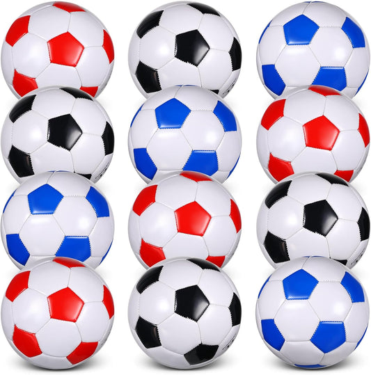12 Pcs Soccer Balls with Pump Official Size 3/4/5 Soccer Ball Bulk for Child Adult School Sport Training Practice Back to School