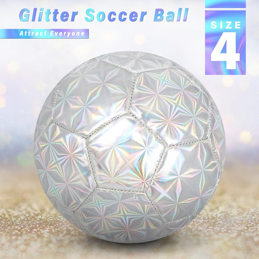 Size 4 Soccer Ball Glitter Pink - Kids Aged 4-6 6-8 8-12 Outdoors Sports Training Ball Recreation Playing Ball Teens Girls Children Youth Back to School Birthday