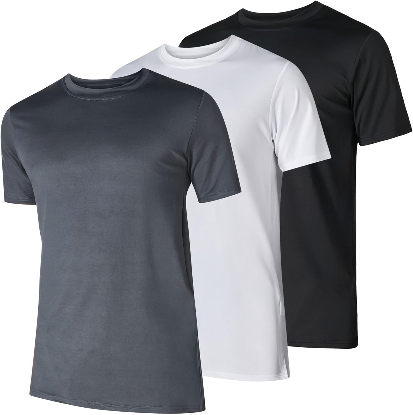 Men Workout Short Sleeve Athletic Gym T-Shirts 3 Pack Men Dry Fit Running Shirt Moisture Wicking Active Crew Tees for Men