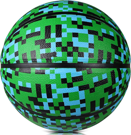 Official Rubber Basketball Outdoor Indoor Mens Basketball Ball Size 3/4/5/6/7 for Kids Youth Teen Boys and Girls Gift Ideas(Without Pump)